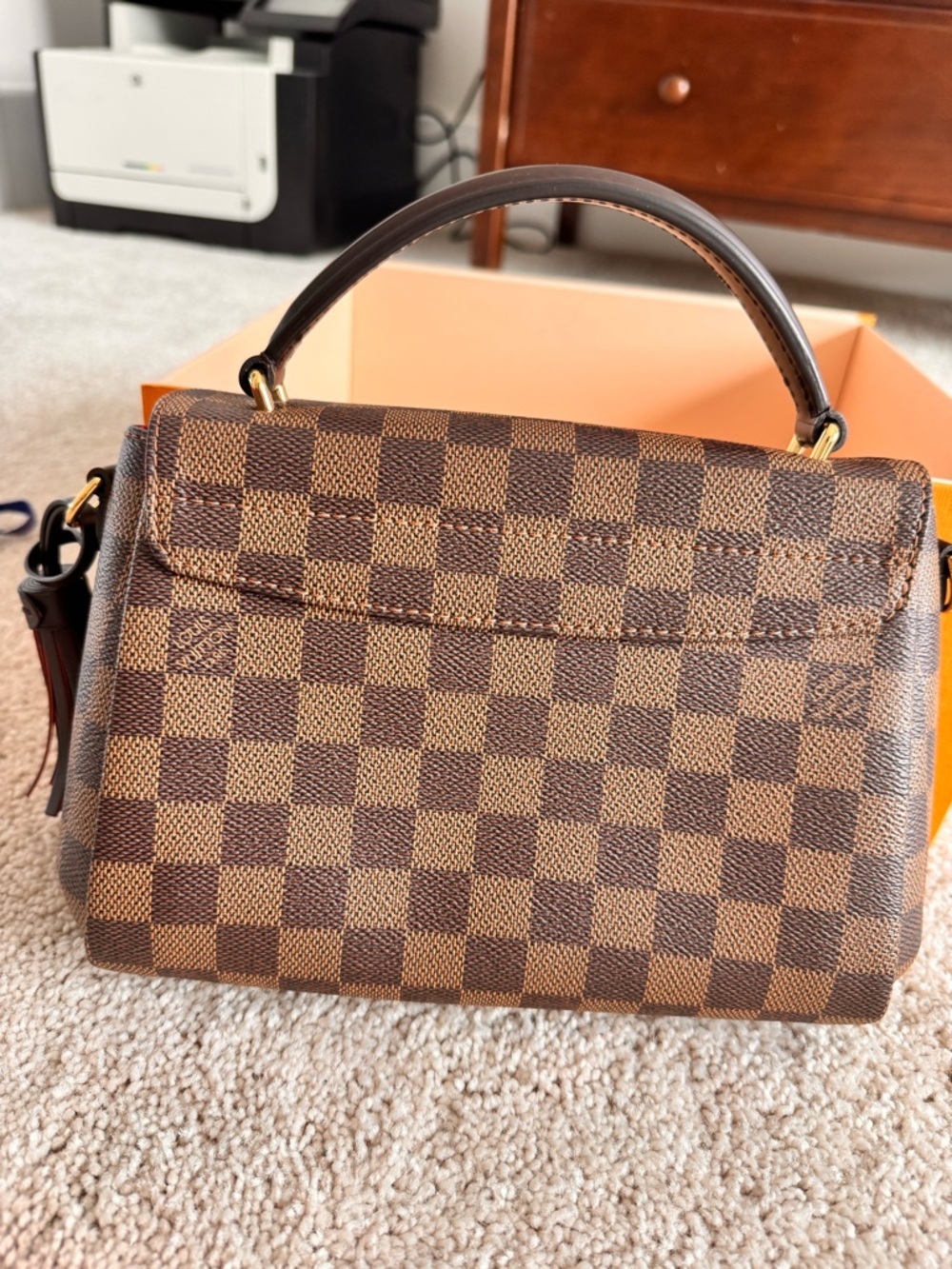 Louis Vuitton Brown Damier Ebene Small Top Handle Satchel with Gold Hardware - Picture 7 of 12